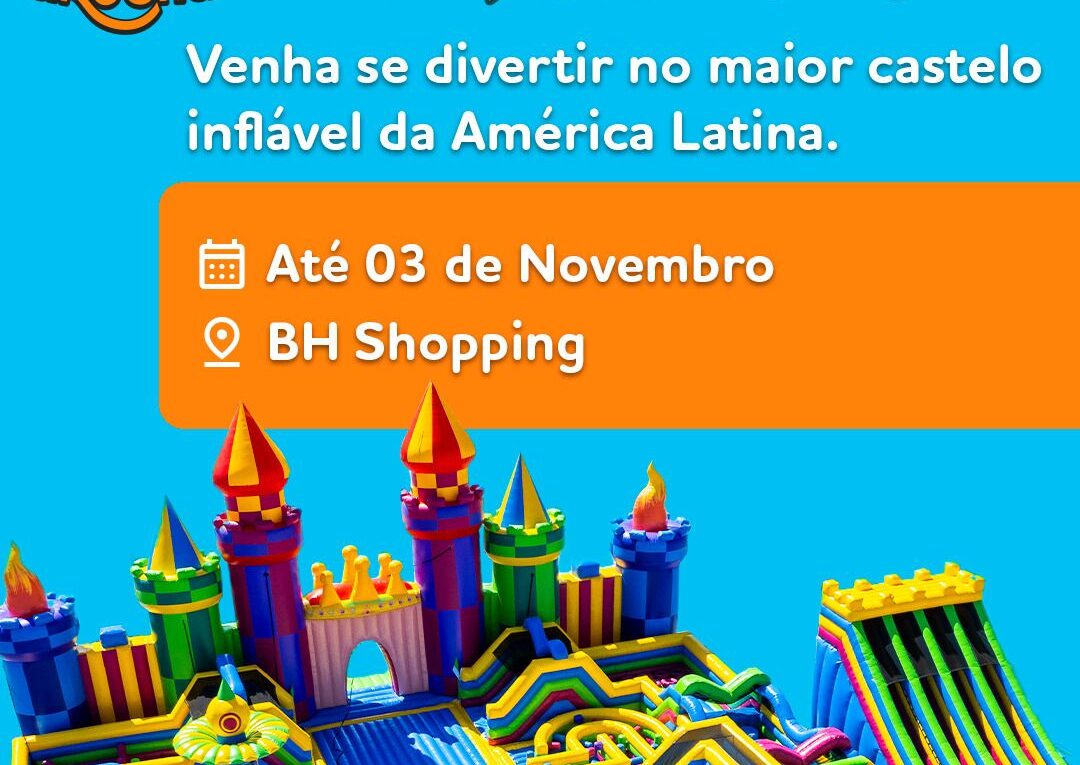 Jump Around retorna à cidade de Belo Horizonte. O castelo inflável estará disponível para o público no estacionamento do Piso Mariana